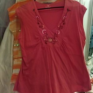 Jones wear Jeans XL pumpkin spice tee V neck